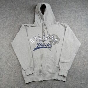 Orlando Florida Hoodie Mens Small Gray Full‎ Zip Sweatshirt Graphic Vacation